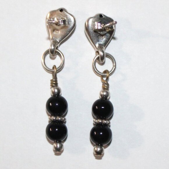 Sterling Silver Beaded Dangle Earrings - Picture 2 of 5